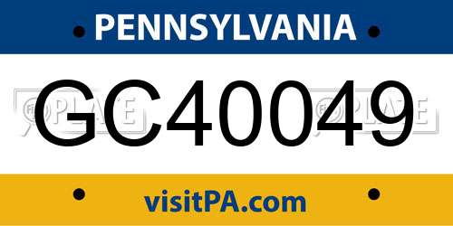 GC40049 Pennsylvania License Plate