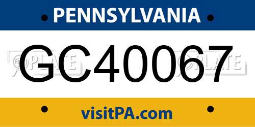 GC40067 Pennsylvania License Plate