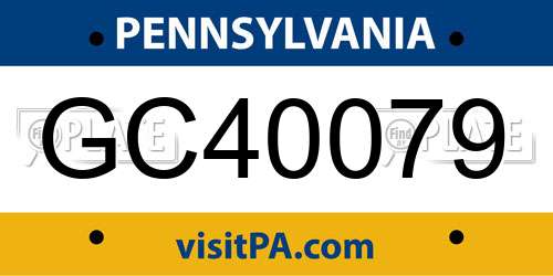 GC40079 Pennsylvania License Plate