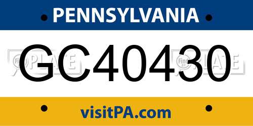 GC40430 Pennsylvania License Plate
