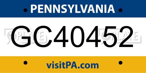 GC40452 Pennsylvania License Plate