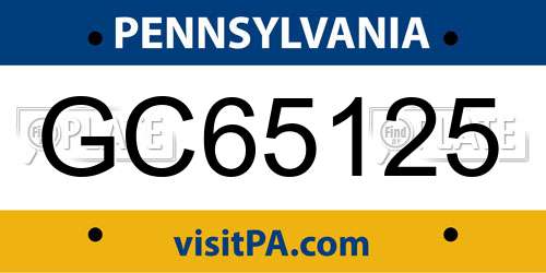 GC65125 Pennsylvania License Plate