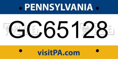GC65128 Pennsylvania License Plate
