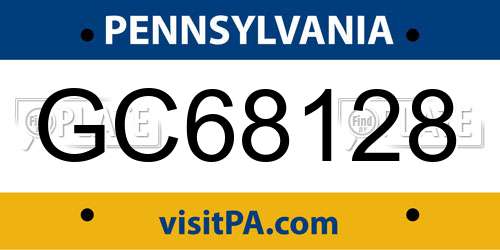 GC68128 Pennsylvania License Plate