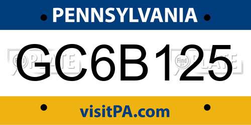 GC6B125 Pennsylvania License Plate