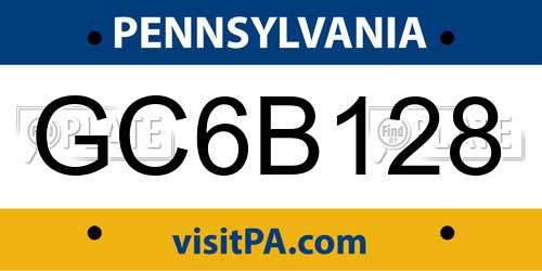 GC6B128 Pennsylvania License Plate