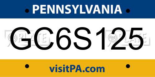 GC6S125 Pennsylvania License Plate