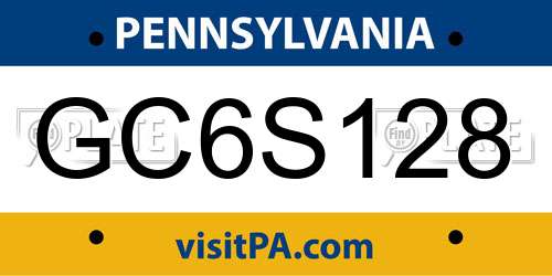GC6S128 Pennsylvania License Plate