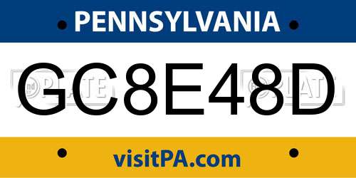 GC8E48D Pennsylvania License Plate