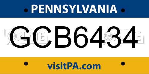 GCB6434 Pennsylvania License Plate