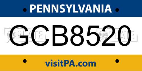 GCB8520 Pennsylvania License Plate