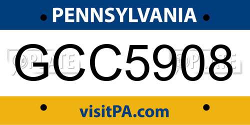 GCC5908 Pennsylvania License Plate