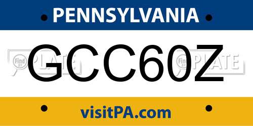 GCC60Z Pennsylvania License Plate