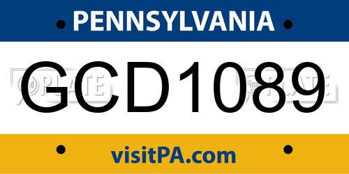 GCD1089 Pennsylvania License Plate