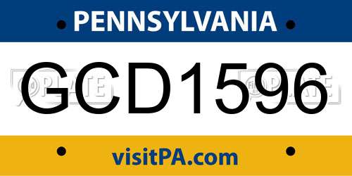 GCD1596 Pennsylvania License Plate
