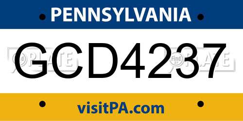 GCD4237 Pennsylvania License Plate