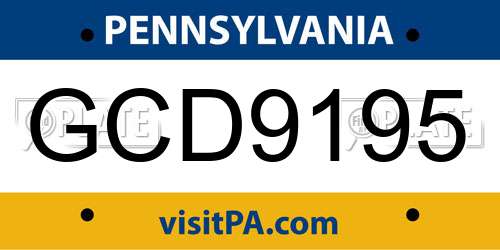 GCD9195 Pennsylvania License Plate