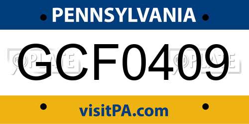 GCF0409 Pennsylvania License Plate