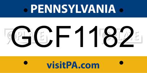 GCF1182 Pennsylvania License Plate