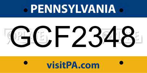 GCF2348 Pennsylvania License Plate