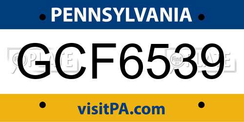 GCF6539 Pennsylvania License Plate