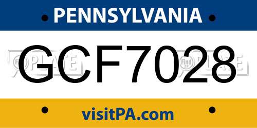 GCF7028 Pennsylvania License Plate