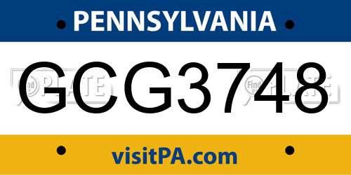 GCG3748 Pennsylvania License Plate