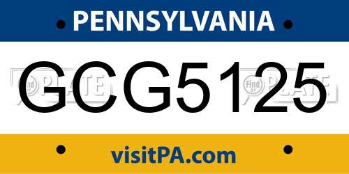 GCG5125 Pennsylvania License Plate