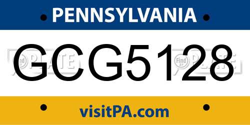 GCG5128 Pennsylvania License Plate