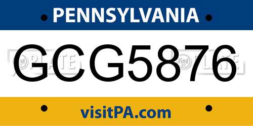 GCG5876 Pennsylvania License Plate