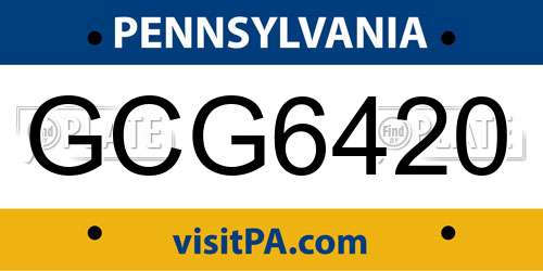 GCG6420 Pennsylvania License Plate