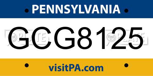 GCG8125 Pennsylvania License Plate