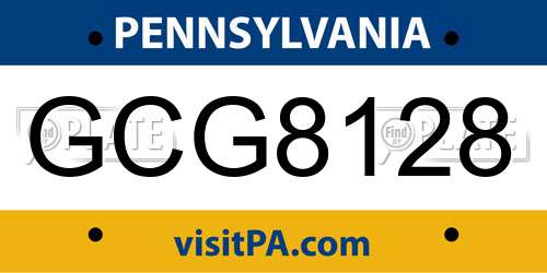 GCG8128 Pennsylvania License Plate