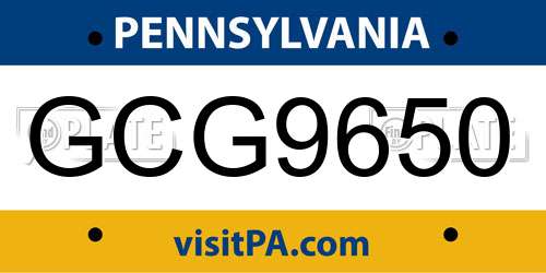 GCG9650 Pennsylvania License Plate