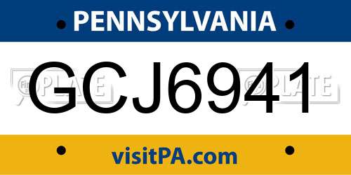GCJ6941 Pennsylvania License Plate