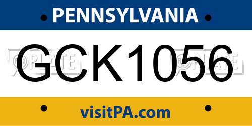 GCK1056 Pennsylvania License Plate