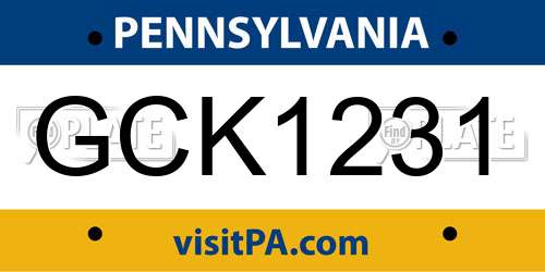 GCK1231 Pennsylvania License Plate