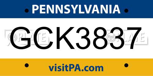 GCK3837 Pennsylvania License Plate