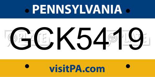 GCK5419 Pennsylvania License Plate