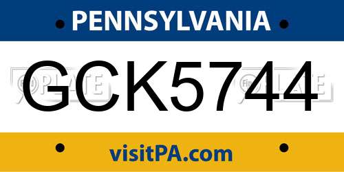 GCK5744 Pennsylvania License Plate