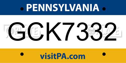 GCK7332 Pennsylvania License Plate