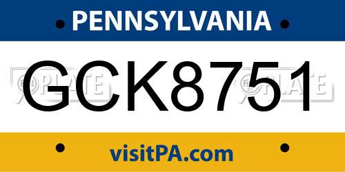 GCK8751 Pennsylvania License Plate
