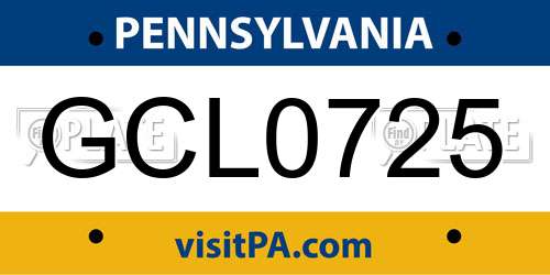 GCL0725 Pennsylvania License Plate
