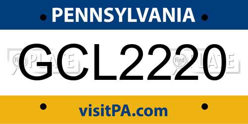 GCL2220 Pennsylvania License Plate