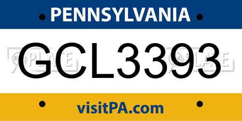 GCL3393 Pennsylvania License Plate