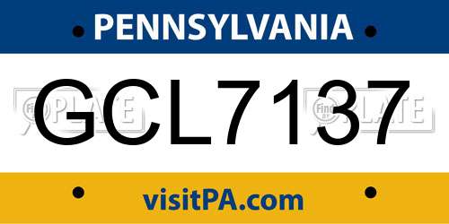 GCL7137 Pennsylvania License Plate