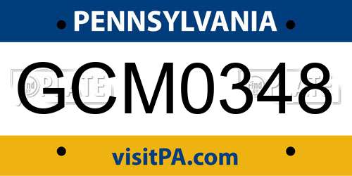 GCM0348 Pennsylvania License Plate