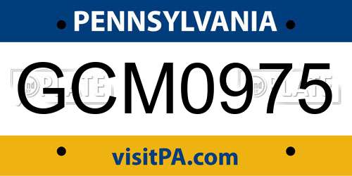 GCM0975 Pennsylvania License Plate