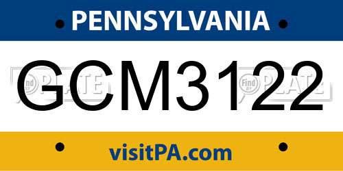 GCM3122 Pennsylvania License Plate