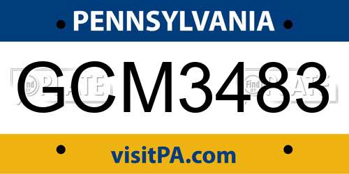 GCM3483 Pennsylvania License Plate